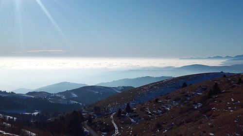 Scenic view of mountains against sky