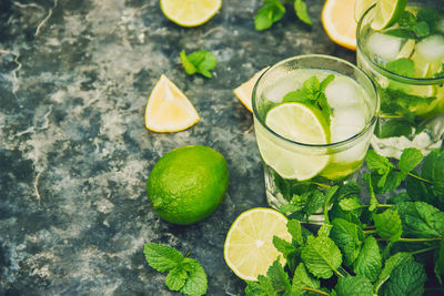 High angle view of food on table