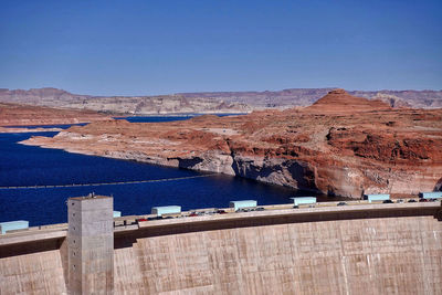 View of dam against blue sky
