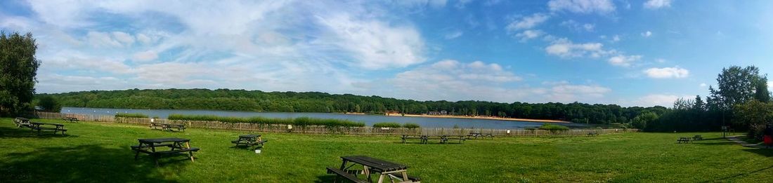Panoramic view of lake against sky