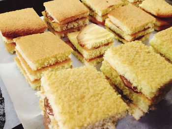 High angle view of bread in plate