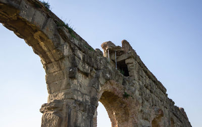 Low angle view of historical building against clear sky