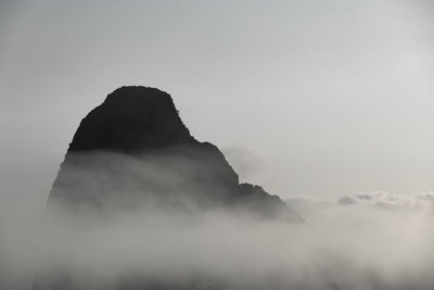 Low angle view of silhouette mountain against sky