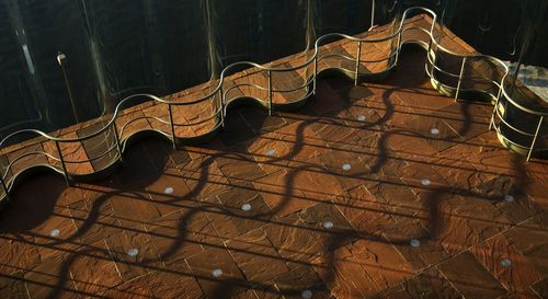 High angle view of railings