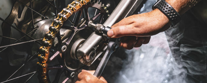 Man working on bicycle