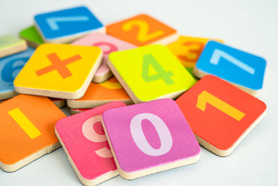 Close-up of toy blocks on table