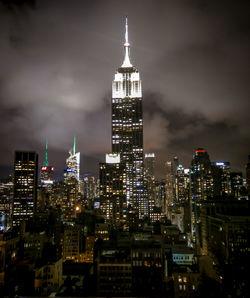 City lit up at night