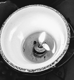 High angle view of illuminated tea light