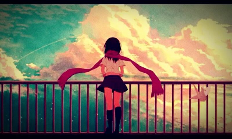 sky, childhood, railing, cloud - sky, outdoors, one person, front view, girls, standing, full length, sunset, day, real people, children only, child, people