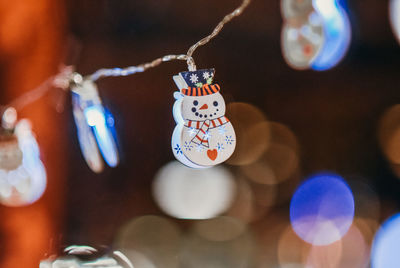 Close-up of christmas decoration hanging