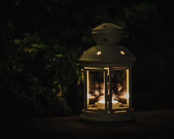 Close-up of illuminated lantern