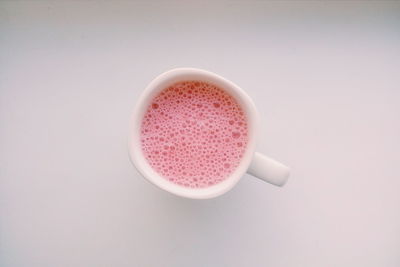 Close-up overhead view of coffee cup