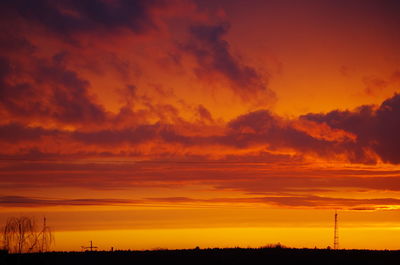 Scenic view of dramatic sky during sunset