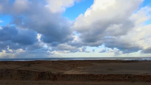 Scenic view of sea against cloudy sky