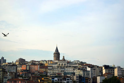 View of buildings in city against sky