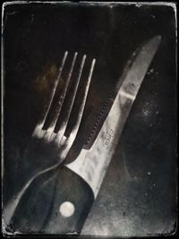 High angle view of objects on table