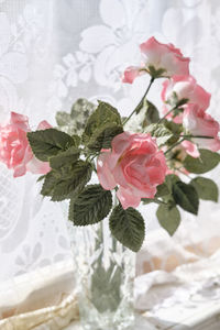 Close-up of rose bouquet in vase