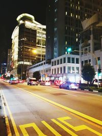 View of city street at night