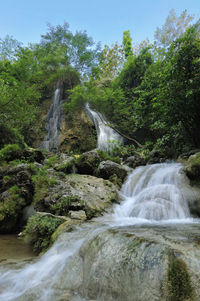 Scenic view of waterfall