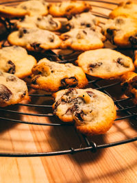 High angle view of cookies