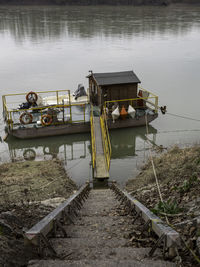 High angle view of boat in lake