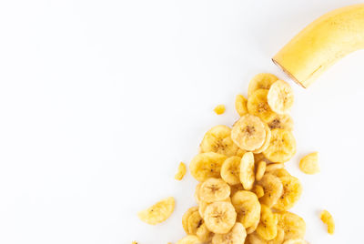 High angle view of breakfast on white background