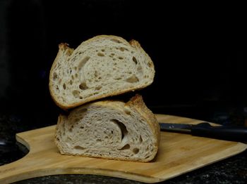 Close-up of bread on cutting board