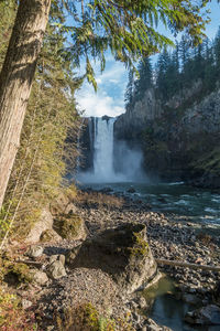 Scenic view of waterfall