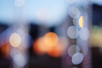 Defocused image of illuminated lights at night