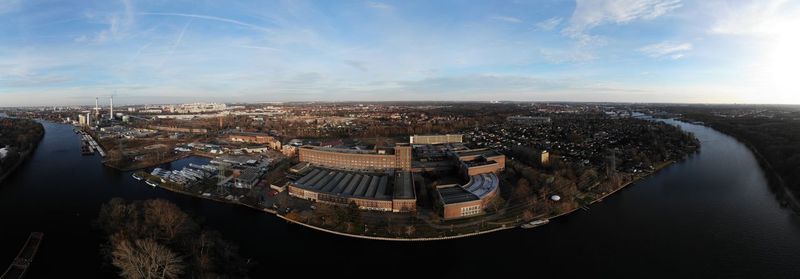 High angle view of buildings in city
