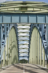 Old steel arch bridge across the river ijssel