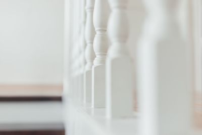 Close-up of white curtain at home