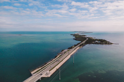 High angle view of sea against sky