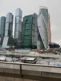 Low angle view of modern buildings against sky