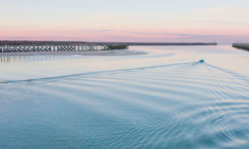 Scenic view of sea at sunset