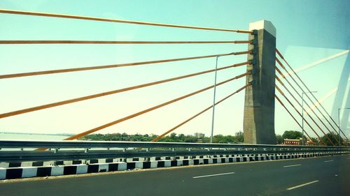 Suspension bridge against clear sky