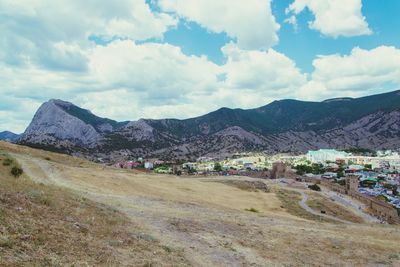 Scenic view of mountains against sky