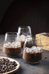 Close-up of coffee served on table