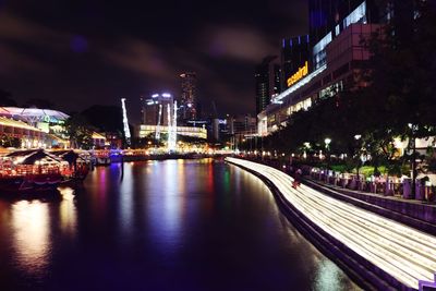 View of illuminated city at night