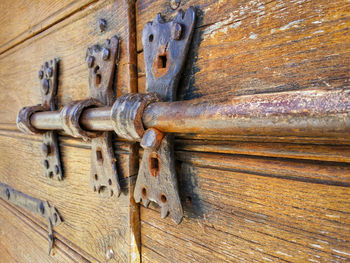 Close up of wooden door