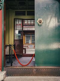 Open door of building