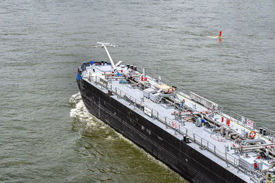 High angle view of boats in sea