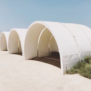 Built structure against clear sky on sunny day