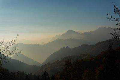 Scenic view of mountains against clear sky