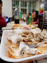 Close-up of food on table