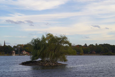 Scenic view of river and trees against sky