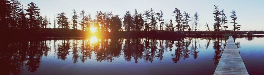 Scenic view of lake at sunset