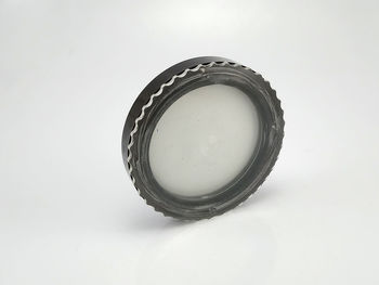 High angle view of bread on white background