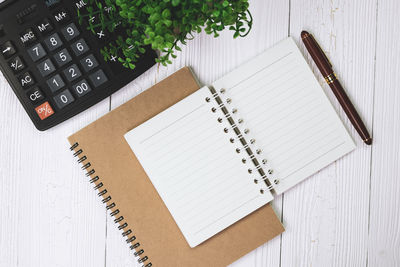 High angle view of pen on table
