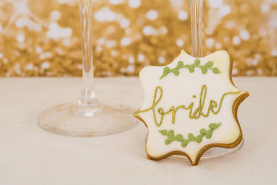 Close-up of cookies on table